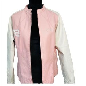 Limited Edition NASCAR Women’s Leather Jacket Size Large Pink and White